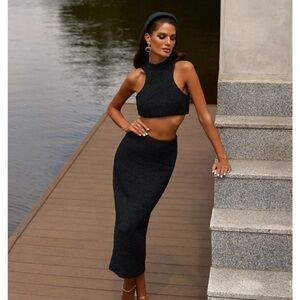Elegant Black Women's top/Skirt set